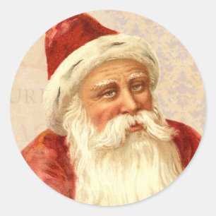Adesivo Redondo Papai noel do Velho Mundo do vintage com cara
