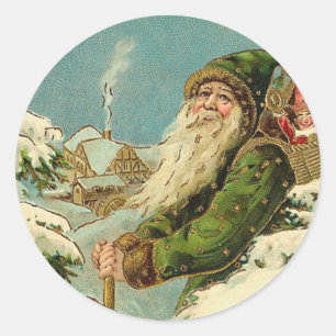 Adesivo Redondo Papai noel do vintage - Joyeux Noel