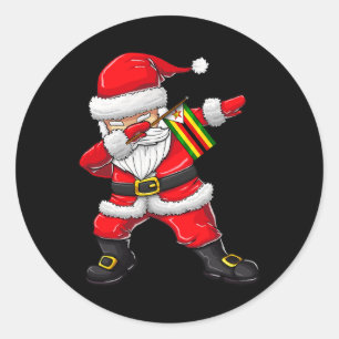 Adesivo Redondo Papai Noel Do Zimbábue Crianças Meninas Xmas