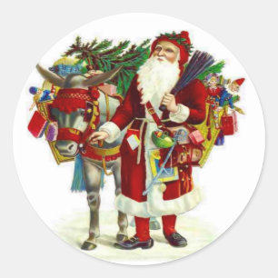 Adesivo Redondo Papai noel e asno do Victorian