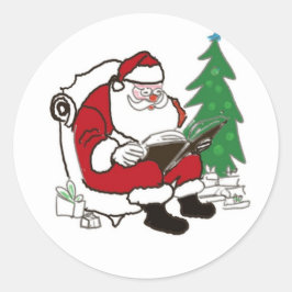 Adesivo Redondo papai noel e o bom livro