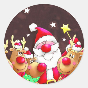 Adesivo Redondo Papai noel e rena