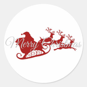 Adesivo Redondo Papai Noel e renas de Natal vintage retrô