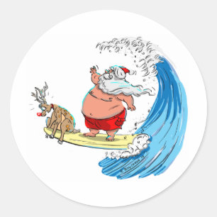 Adesivo Redondo Papai noel e Rudolf