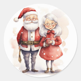 Adesivo Redondo Papai Noel e Sra. Claus Vinheiros de Natal