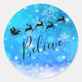 Adesivo Redondo Papai Noel e sua Rebelde Voadora - Acredite