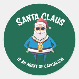 Adesivo Redondo 🎅 Papai Noel é um agente do capitalismo