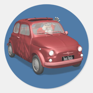 Adesivo Redondo Papai Noel em Fiat 500