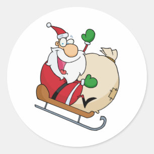 Adesivo Redondo Papai Noel em Sleigh