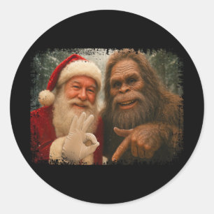 Adesivo Redondo Papai Noel engraçado 67 com Bigfoot Seis Sete 6 7 