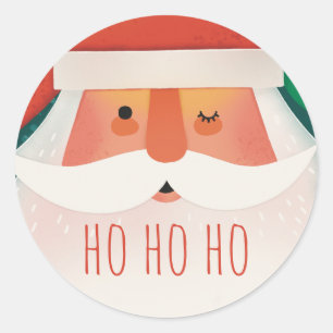 Adesivo Redondo Papai Noel engraçado Crianças Ho Ho Ho de Natal