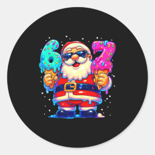 Adesivo Redondo Papai Noel Engraçado Diz Seis Sete 67 Meme Natal X