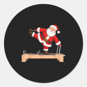 Adesivo Redondo Papai Noel engraçado fazendo Reformer Lates Natal