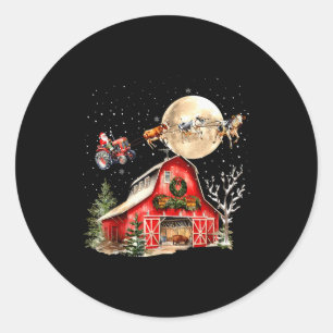 Adesivo Redondo Papai Noel engraçado Trator Vacas Fazenda Agricult