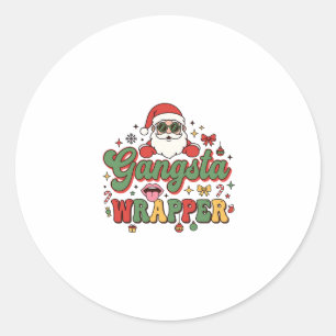 Adesivo Redondo Papai Noel Envolto Gangsta Natal