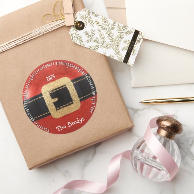 Adesivo Redondo Papai Noel está chegando à cidade (Presentear)