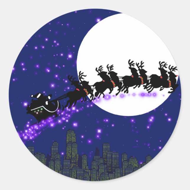 Adesivo Redondo Papai Noel está vindo. (Frente)