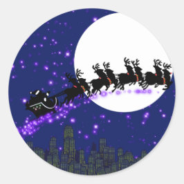 Adesivo Redondo Papai Noel está vindo.