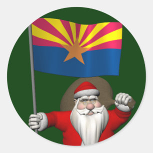 Adesivo Redondo Papai Noel feliz na maneira à arizona
