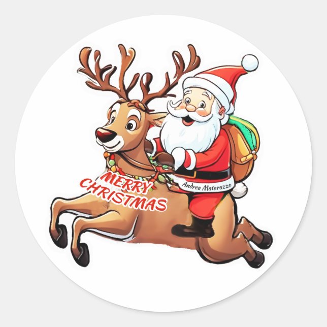 Adesivo Redondo Papai Noel Felry Natal (Frente)