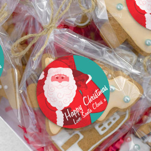 Adesivo Redondo Papai Noel férias de Natal doce presente lata