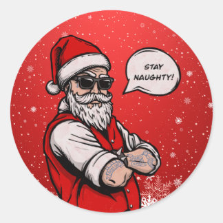 Adesivo Redondo Papai Noel Fica Feliz Natal