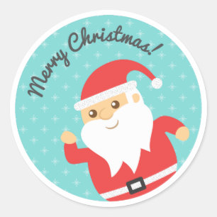 Adesivo Redondo Papai Noel Fofo Alegre e Feliz Natal