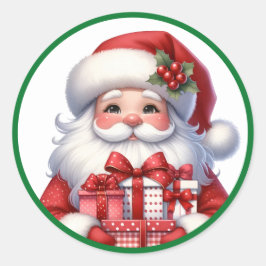 Adesivo Redondo Papai Noel Fofo Natal Com Presentes