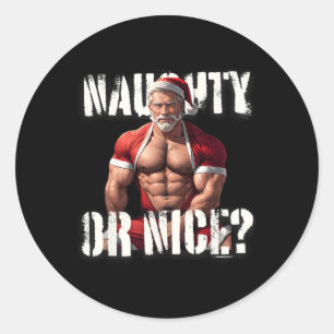 Adesivo Redondo Papai Noel Gay musculoso de Natal Urso Legal Orgul