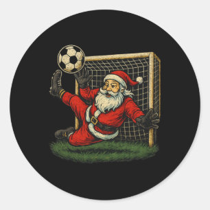Adesivo Redondo Papai Noel Goleiro de Futebol Natal Esportes Menin