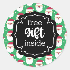 Adesivo Redondo Papai noel Gratuito de Presente de Natal Dentro