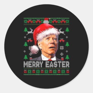 Adesivo Redondo Papai Noel Joe Biden Engraçado Alegre Páscoa Natal