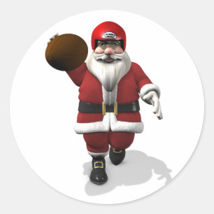 Adesivo Redondo Papai Noel Jogador de Futebol Americano