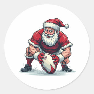 Adesivo Redondo Papai Noel Jogando Futebol Fantasia Jogador de Nat
