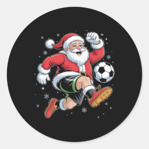 Adesivo Redondo Papai Noel Jogando Futebol Natal Meninos Masculino