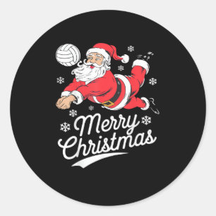 Adesivo Redondo Papai Noel Jogando Volei de Natal Pijama Legal Esp