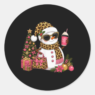 Adesivo Redondo Papai Noel Leopardo Boneco de Neve Boujee Feriado