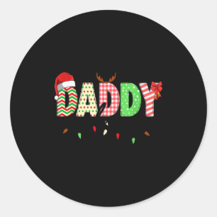 Adesivo Redondo Papai Noel Luzes de Natal Família de Pijama do Pap