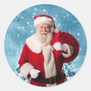 Adesivo Redondo Papai Noel na Neve