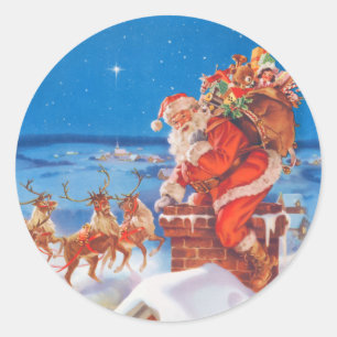 Adesivo Redondo Papai Noel na noite antes do Natal