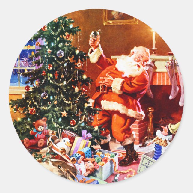 Adesivo Redondo Papai Noel na Noite Antes do Natal (Frente)