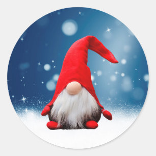 Adesivo Redondo Papai Noel Natal Fofo Neve Estrelas