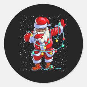 Adesivo Redondo Papai Noel Natal Negro Afro Americano Americano