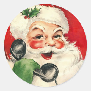 Adesivo Redondo Papai noel no telefone