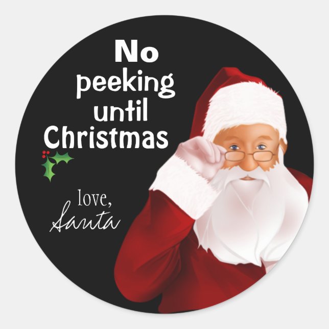 Adesivo Redondo Papai noel Oficial "No Peeking" (Frente)