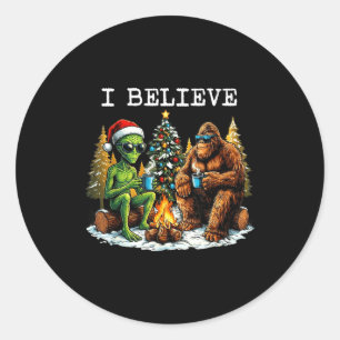 Adesivo Redondo Papai Noel Pé Grande E Alienígena Ufo Paranormal C