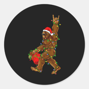 Adesivo Redondo Papai Noel Pé Grande Luzes de Natal Sasquatch Dive