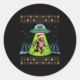 Adesivo Redondo Papai Noel Pé Grande OVNI Sasquatch Natal Engraçad
