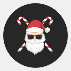 Adesivo Redondo Papai Noel Personalizado com Bengalas Cruzadas Nat