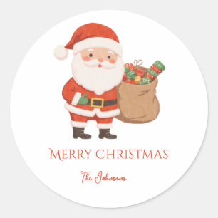 Adesivo Redondo Papai Noel personalizado e saco de presente